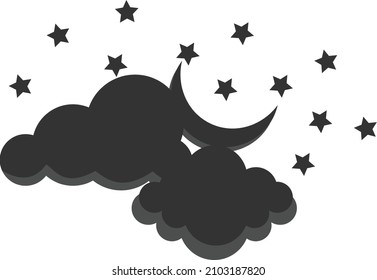 Night sky icon vector with star and moon vector isolated 