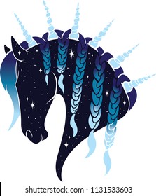 Night sky inspired horse silhouette vector.