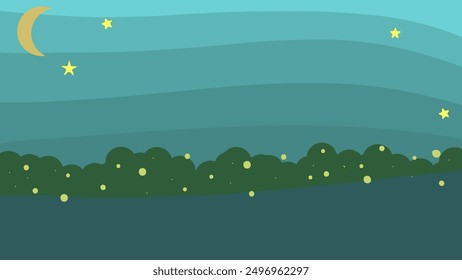 Night sky landscape cartoon background