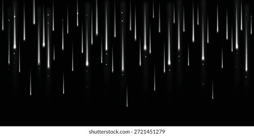 Rayas de luz del cielo nocturno: Lluvia Abstractas de vigas blancas sobre fondo negro
