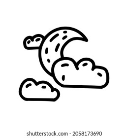 night sky line vector doodle simple icon