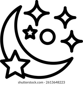 Night Sky Line Vector Icon Design