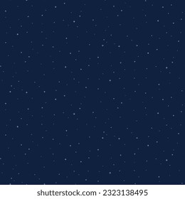 Night sky with little white stars seamless pattern on blue background. Flat style vector illustration. Abstract geometric design. Starry sky, space, cosmos, galaxy, universe backdrop, wallpaper