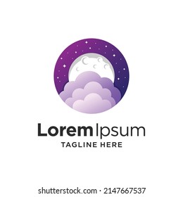 Night sky logo design with moonlight