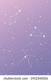 The night sky. Lyra, aquila and summer triangle. vector illustration.