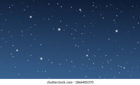 Night sky with many stars. Abstract nature background with stardust in deep universe. Vector illustration.