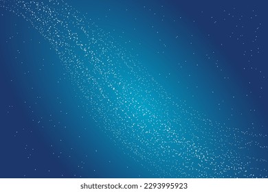 Night sky with Milky Way, little white stars on blue background. Flat style vector illustration. Abstract geometric design. Starry sky, space, cosmos, galaxy, universe backdrop, wallpaper concept