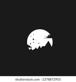 Night Sky Minimalist And Flat Logo Vector Illustration. White In Black Background