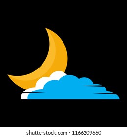 Night sky with moon and cloud. Weather night icon vector.