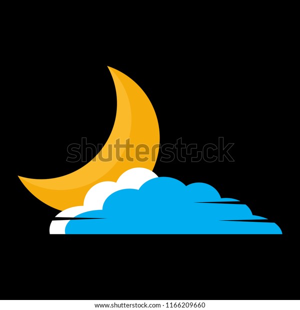 Night\
sky with moon and cloud. Weather night icon\
vector.