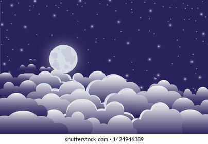 Night sky with moon and clouds
