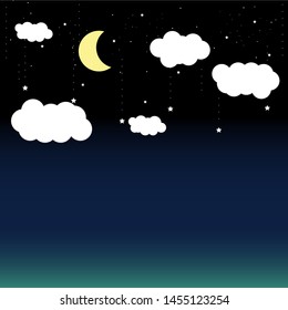 Night sky with moon and clouds.