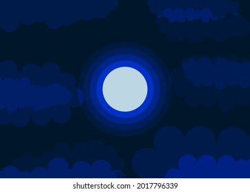 Night sky with moon and clouds background. Vector illustration