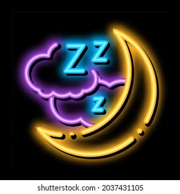 Night Sky With Moon neon light sign vector. Glowing bright icon Night Sky With Moon sign. transparent symbol illustration
