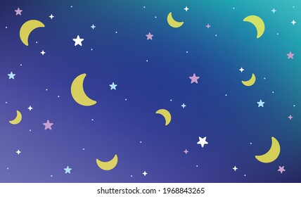 Night Sky with moon and star background wallpaper. Night Galaxy, Moon, Star