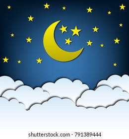 Night sky. The moon and the stars. Beautiful. Space. For your design.
