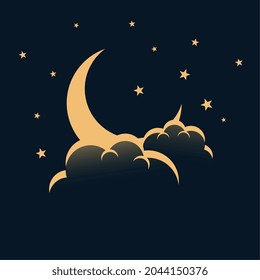night sky with moon stars and clouds background