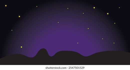 Night sky with Moon, stars and clouds. Dark blue space, moon night and star night sky background. Vector illustration.