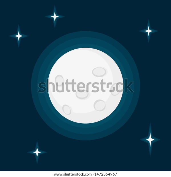 night sky moon and stars\
in flat style