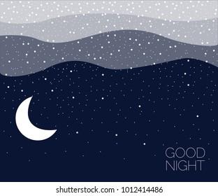 Night sky with moon and stars. Good night background. Concept idea. Eps 10