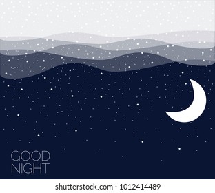 Night sky with moon and stars. Good night background. Concept idea. Eps 10