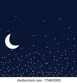 Night sky with moon and stars. Good night background. Concept idea. Eps 8. 