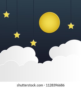 night sky with the moon and stars vector design