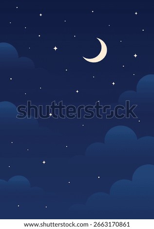 Night Sky with Moon and Stars vector background