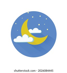 Night sky moon vector with clouds and stars fully editable with blue background