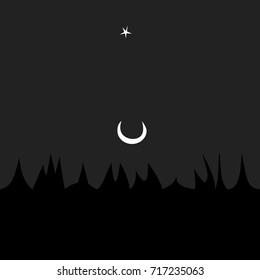 Night sky with moon and venus