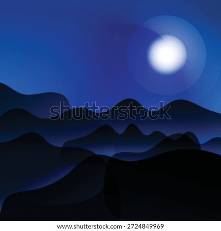 Night sky with Moon,star and hills