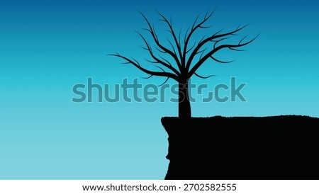 Night sky, mountain, landscape, dead trees, landscape