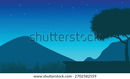 Night sky mountain landscape tree landscape