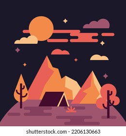 Night Sky Mountain Vektorgrafik