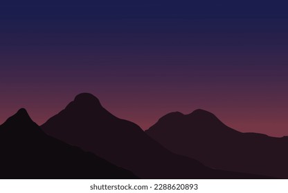 Night sky with mountains blur background, vector art illustration