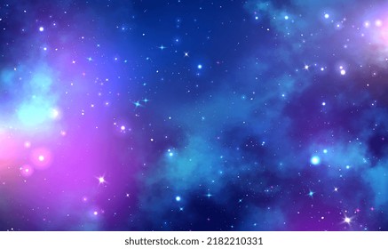 Night sky Nebular galaxy cosmos background, deep space. Space background realistic nebula shining stars. Starry sky colorful universe with star dust, galaxy infinite universe. Vector illustration.