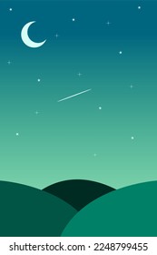 Night sky on the hill vector illustration