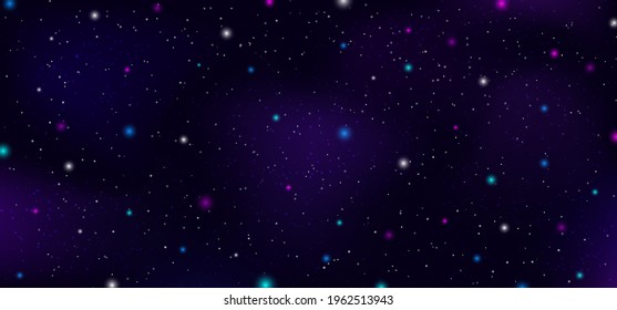 Night sky outer space stars nebula constellation on dark background. Vector illustration