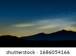 Night sky over mountain vector landscape