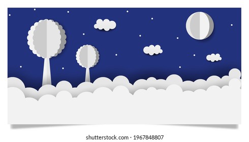 night sky in papercut style, vector eps 10