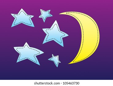 Night sky patchwork illustration