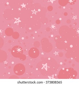 Night sky pattern with hand-drawn stars. Pink vector background