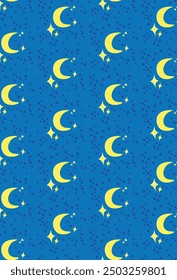 Patrón de cielo nocturno con luna y estrellas, patrón de luna, patrón de estrellas. Patrón secundario
