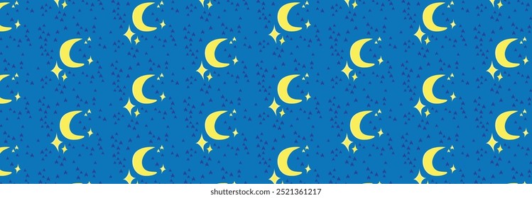 Night sky pattern with moon and stars, Moon pattern, stars pattern. Child pattern