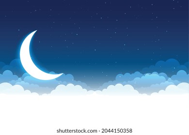 night sky scene with clouds moon and stars