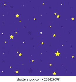 Night sky seamless cartoon vector pattern