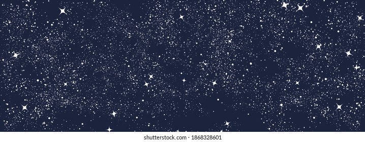 Night sky seamless pattern. Black and white surreal graphic. Magic universe art. 