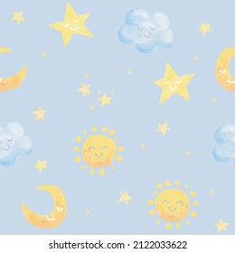 Night sky seamless pattern Print