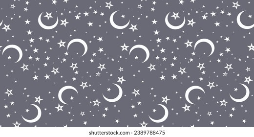 night sky seamless pattern. vector background. cute night sky