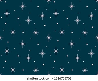 Night sky seamless vector pattern. Star backgraund